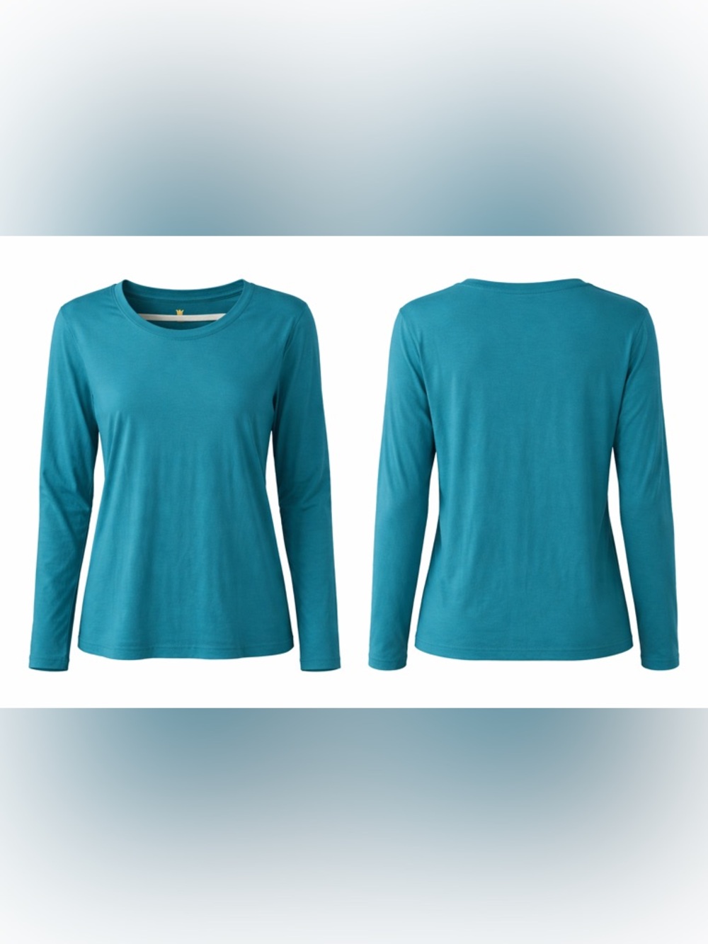 Women's Teal Long-Sleeve Crewneck Top